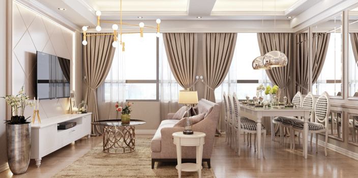 rèm vải phòng khách cao cấp