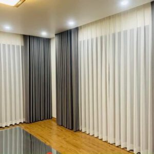 Rèm vải màu ghi